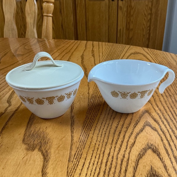 Corelle Other - Vintage Corelle Butterfly Gold Sugar Bowl & Creamer Server Set With Lid